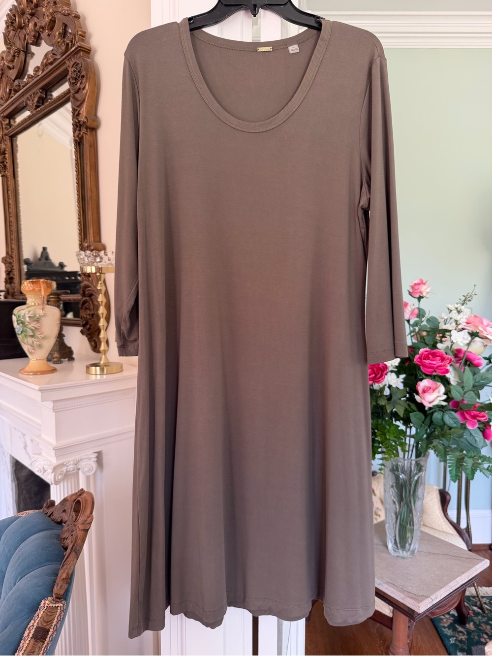Women's Olive Green A-line 3/4 Sleeve Dress by Tahari, size XL